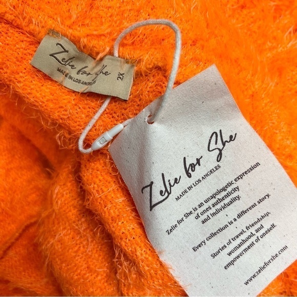 NWT ZELIE FOR SHE Sweater Dress Off Shoulder Fuzzy Eyelash Knit Neon Bodycon 2X - Picture 8 of 8
